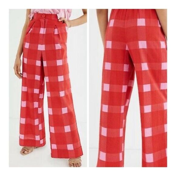 NWT Anthropologie Poridge  Preppy Plaid pants size M - Picture 1 of 12
